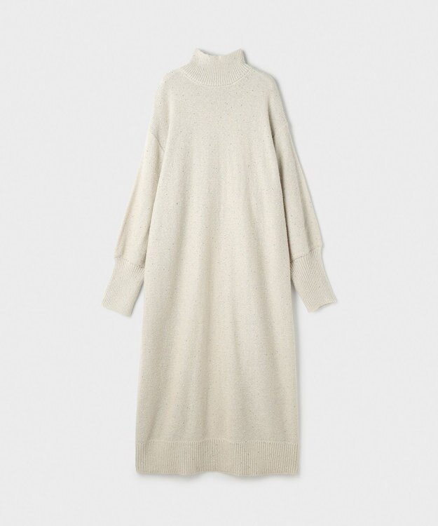 GRACE CONTINENTAL スパンコールニットワンピース ホワイト