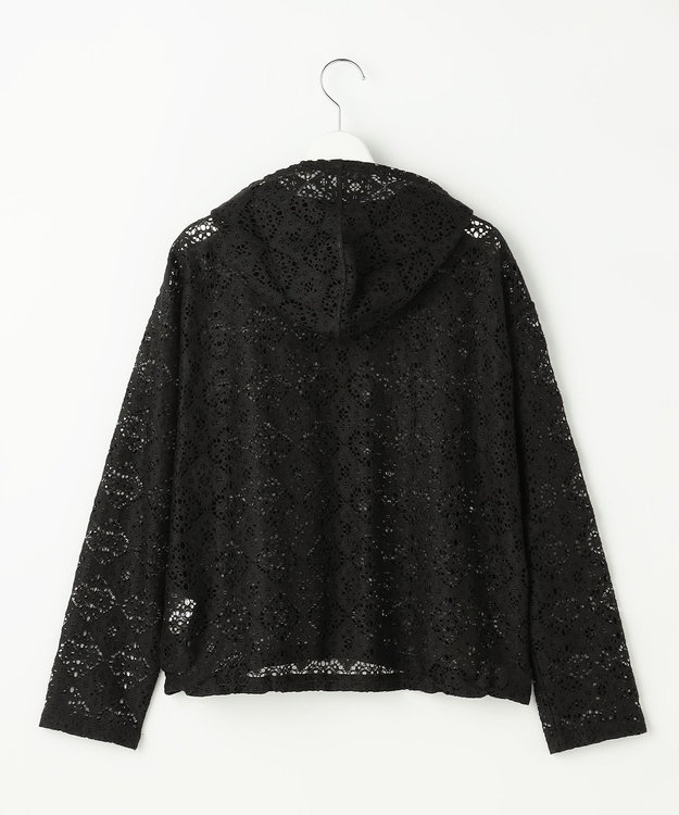自由区 【WEB限定・1枚で華やぐ・旬スタイル】テクスチャーレーシージップ パーカー ブラック