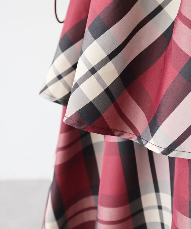 Green Parks ・ＳＵＧＡＲＳＰＯＯＮチェックドロストティアードスカー Bordeaux