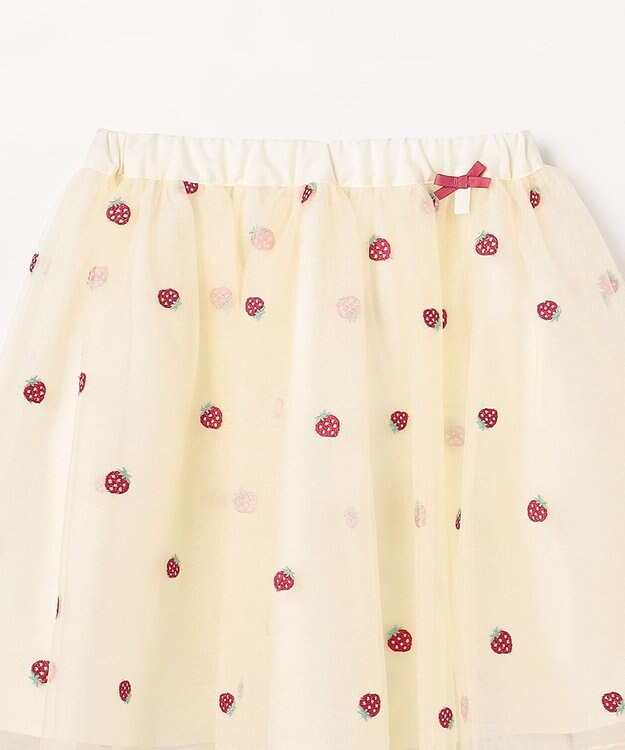 ANY KIDS 【Strawberry Collection】総刺繍 いちごチュールスカート エクリュ