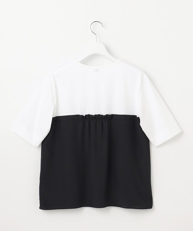 J.PRESS LADIES L 【洗える】ドッキングジャージー ビスチェライク プルオーバー オフ×ブラック系