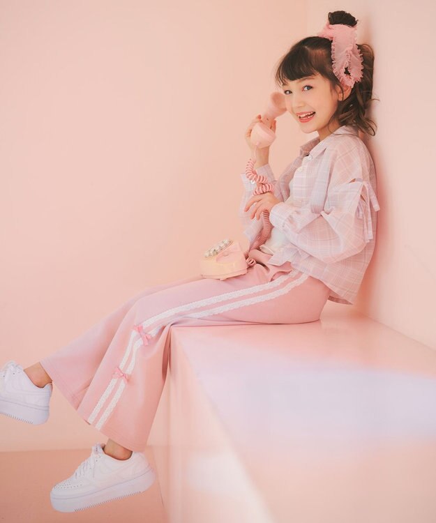 ANY KIDS シアーチェックシャツ ピンク