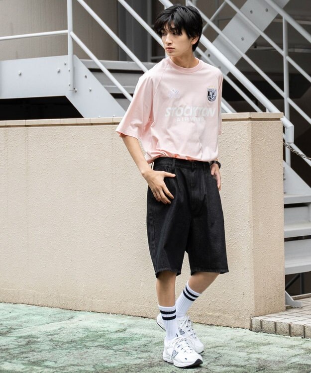 WEGO 【ウエストゴム/手洗い可】デニムバギーショーツ ブラック