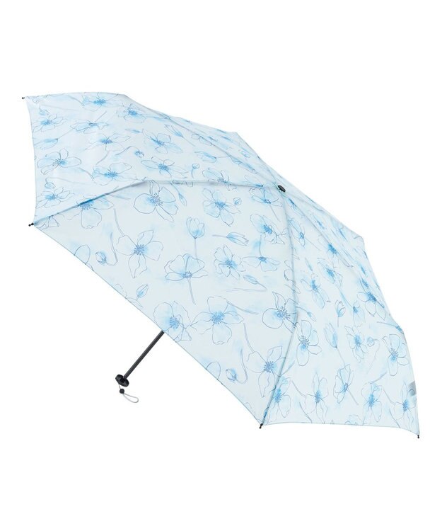 MOONBAT urawaza slim(ウラワザ スリム) 3秒でたためる傘 折りたたみ傘 ウォータリーフラワー 大きめ55cm UV ターコイズブルー
