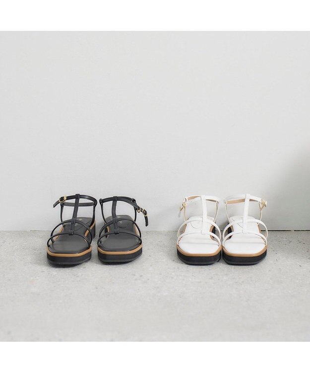 MODE ET JACOMO <carino>厚底Tストラップサンダル ブラック