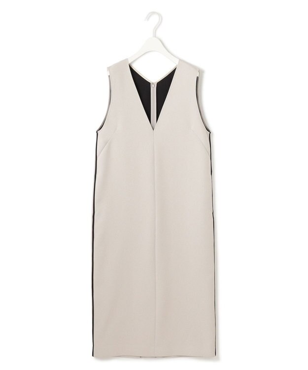 ICB L 【洗える】 ダブルフェイスクレープ ジャンパースカート トープ系（裏面ブラック）