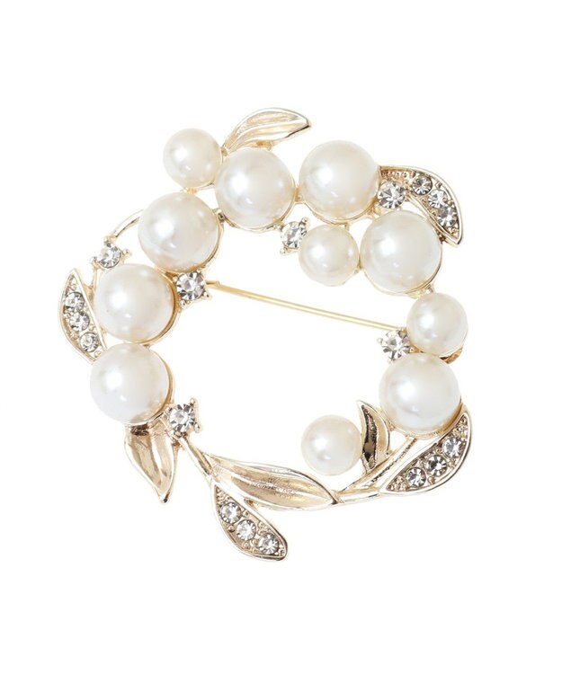 Green Parks ｅｖｅｒｙ　ｗａｌｋ．パールリーフブローチ Gold