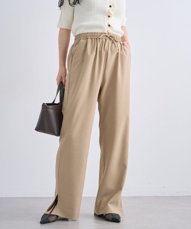 Green Parks 裾スリットイージーフレアパンツ Beige