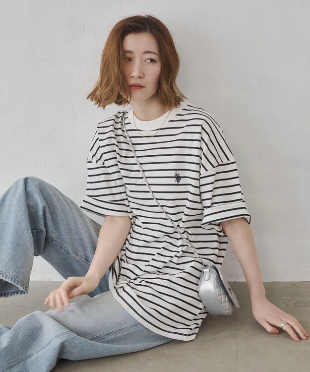 WEGO 【ユニセックス着用ITEM】別注USPOLO　ヘビーウエイトBIGT（S） ホワイトボーダー