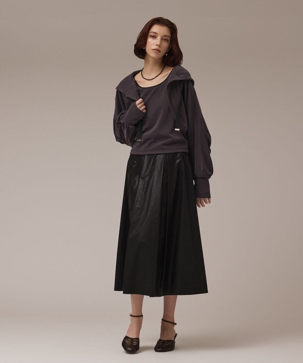 GRACE CONTINENTAL コーティングタックスカート ブラック