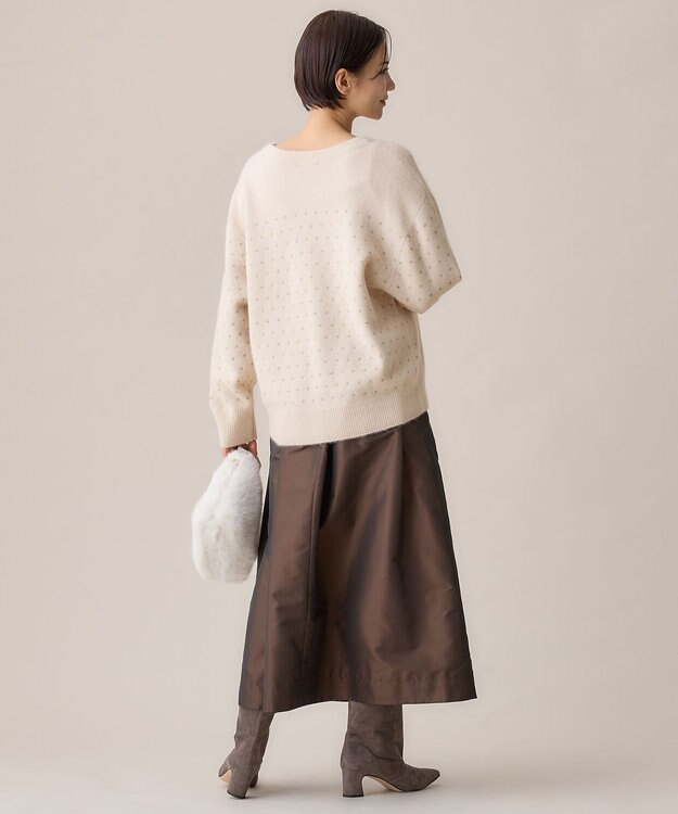 自由区 L ウールジャカードラメ ニット ベージュ系