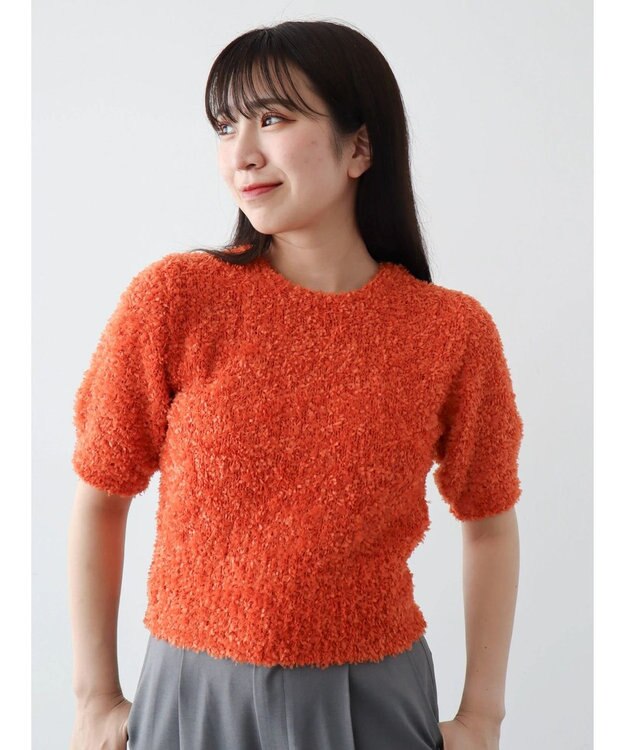 Green Parks テープヤーン半袖ニットプルオーバー Orange