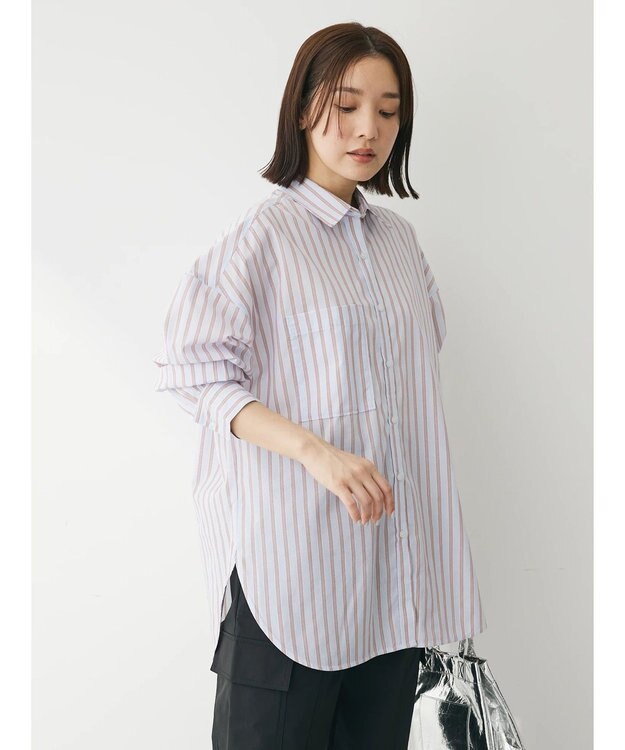 Green Parks イージーケア　ドビーストライプシャツ Sax