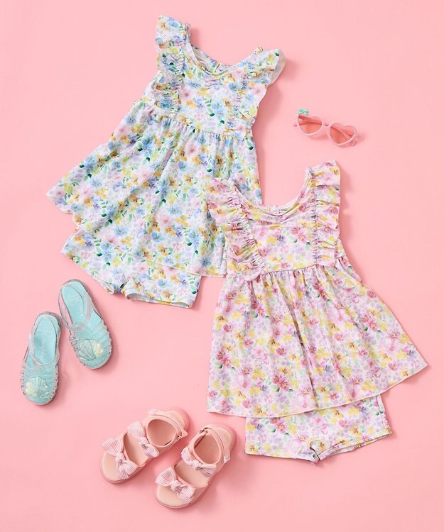 ANY KIDS 花柄 セパレート 水着 ピンク系花柄