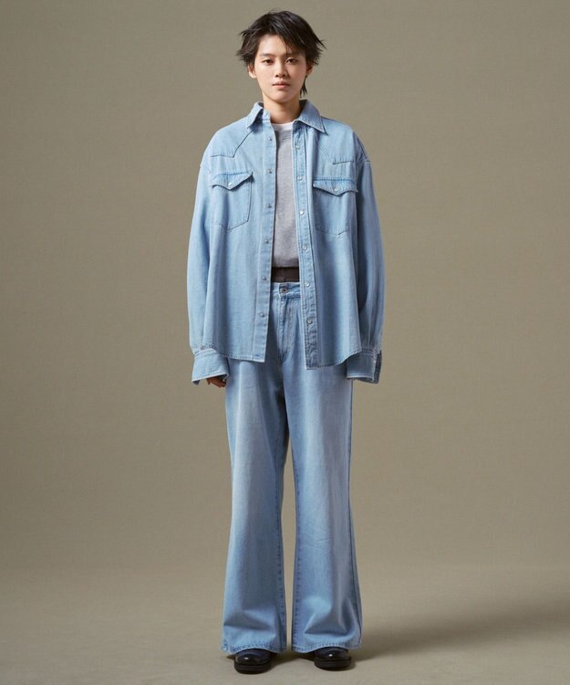 WEGO デニムウエスタンシャツ（LS） デニム淡加工色