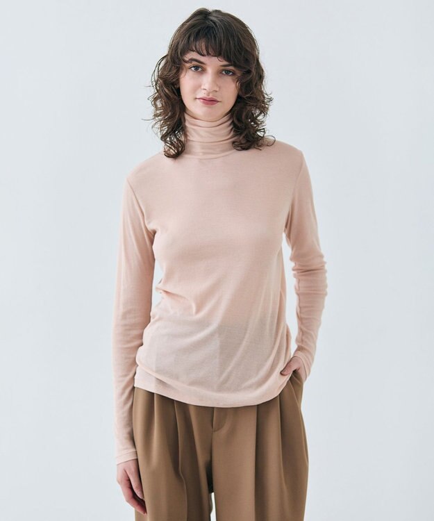 BEIGE， SORE / コットンシアーハイネックカットソー Nude