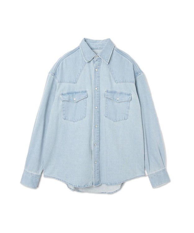 WEGO デニムウエスタンシャツ（LS） デニム淡加工色
