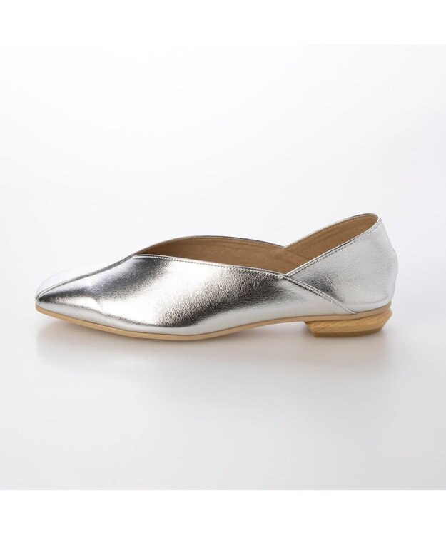 MODE ET JACOMO <carino>スクエアトゥフラットパンプス シルバー