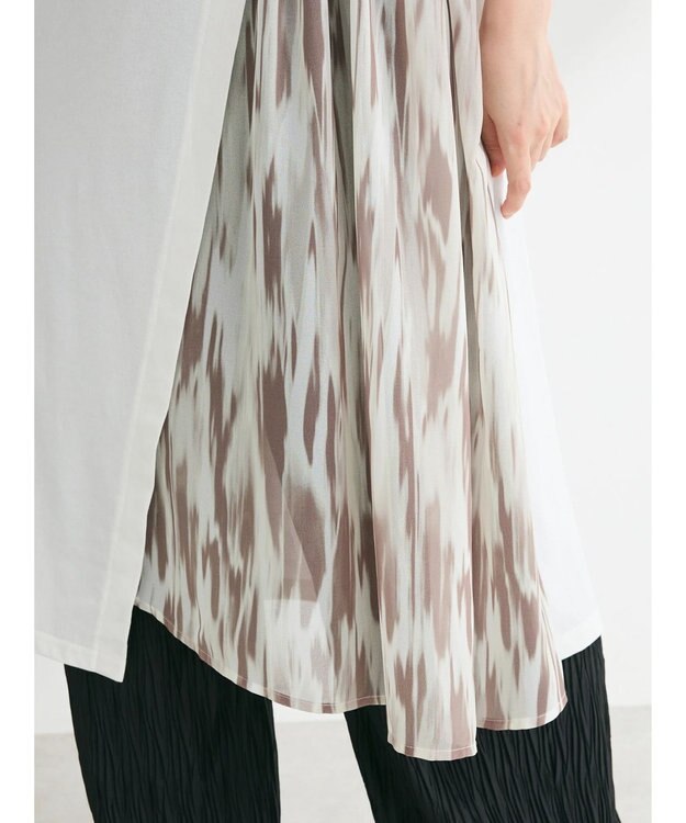 Green Parks 柄シアードッキングワンピース Off White