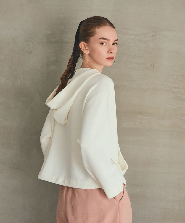 GRACE CONTINENTAL ニットフーディブルゾン ホワイト