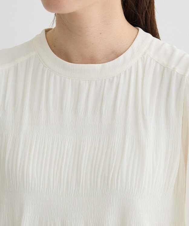 Green Parks マジョリカプリーツショートスリーブブラウス Off White