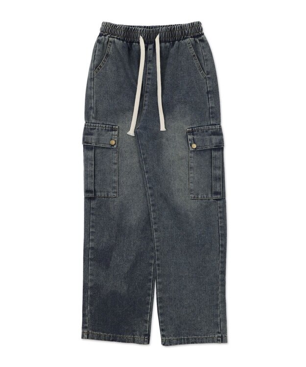 WEGO 【ウエストゴム】ドローコードウオッシュドカーゴデニム デニム