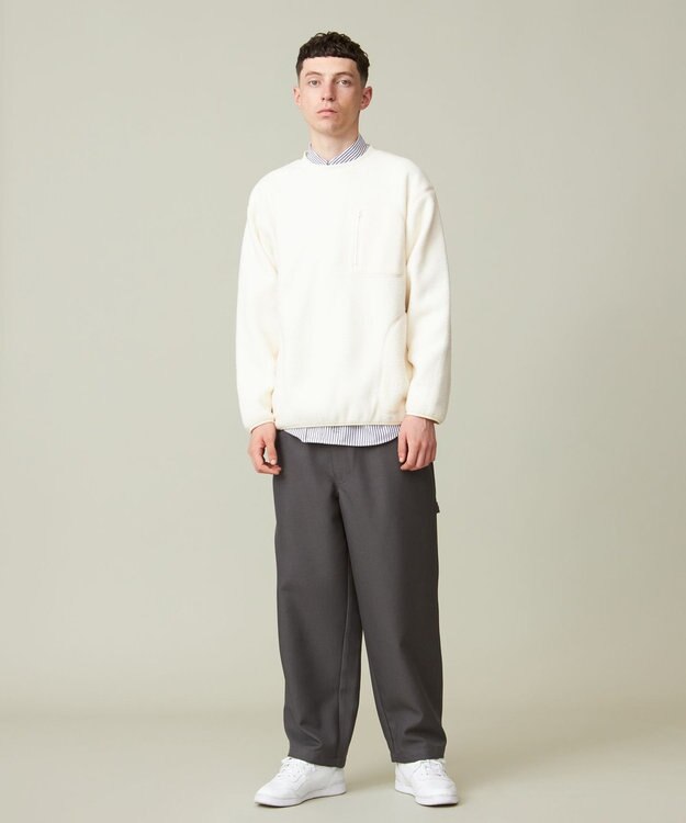 J.PRESS YORK STREET 【UNISEX】フリース クルーネックプルオーバー アイボリー系