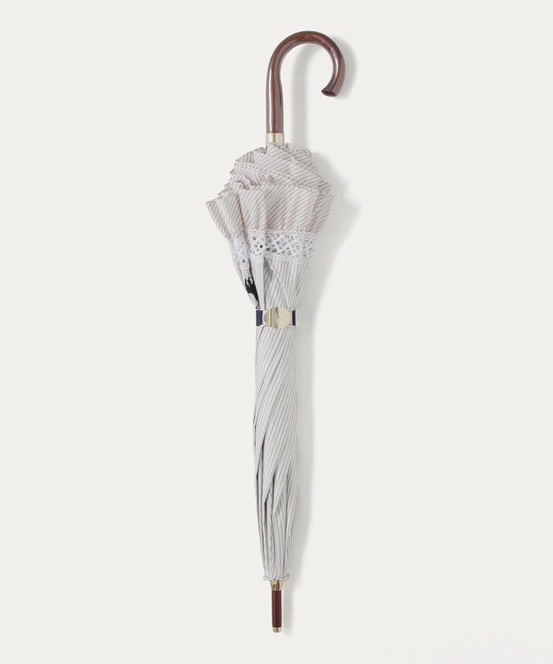 MOONBAT 【遮光/晴雨兼用日傘】POLO RALPH LAUREN(ポロ ラルフローレン) ストライプフリル 長傘 遮熱 UV ベージュ