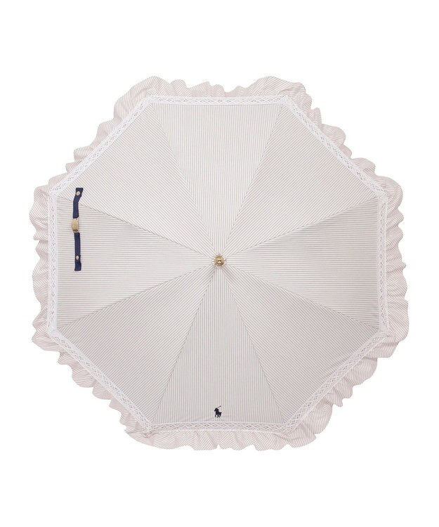 MOONBAT 【遮光/晴雨兼用日傘】POLO RALPH LAUREN(ポロ ラルフローレン) ストライプフリル 長傘 遮熱 UV ベージュ