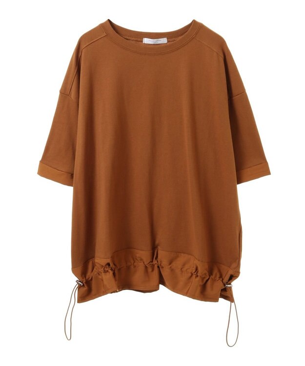 Green Parks 裾ドロスト５分袖ドッキングチュニック Yellow