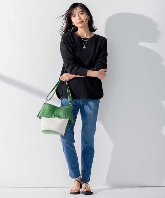 23区 【STORY7月号掲載】MARCO MASI レザーキャンバスコンビ ショルダーバッグ パイングリーン系