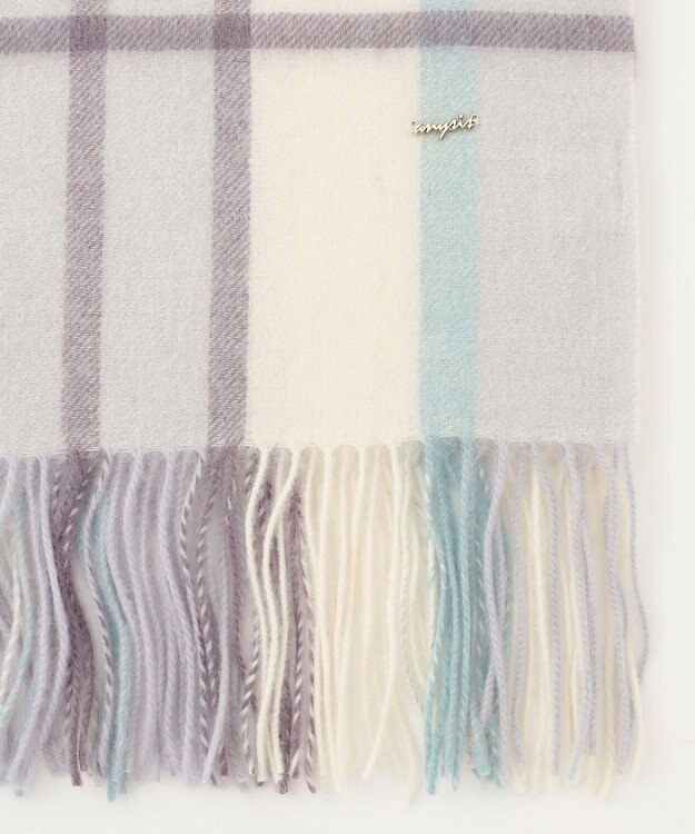 ANY SIS プレミアムカシミヤミックス ストール ブルーグレーチェック