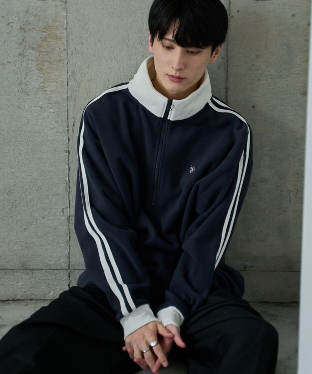 WEGO 【ユニセックス着用ITEM】USPOLOフリースハーフジッププルオーバー ネイビー