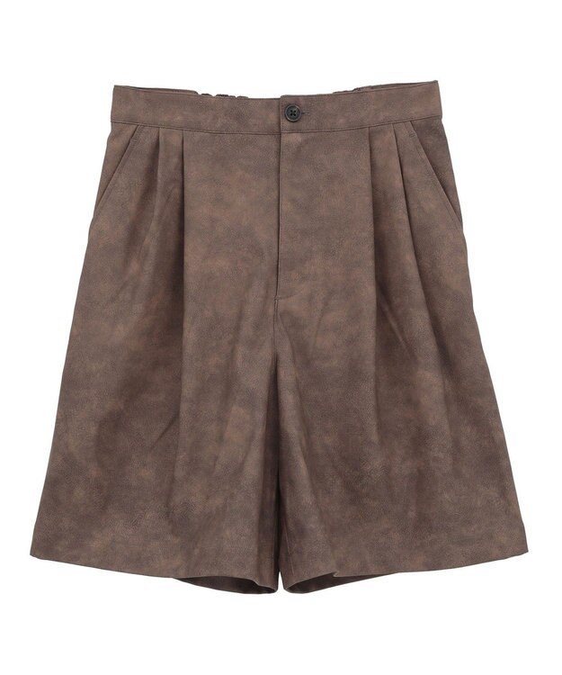 Green Parks レザーライクショートパンツ Brown