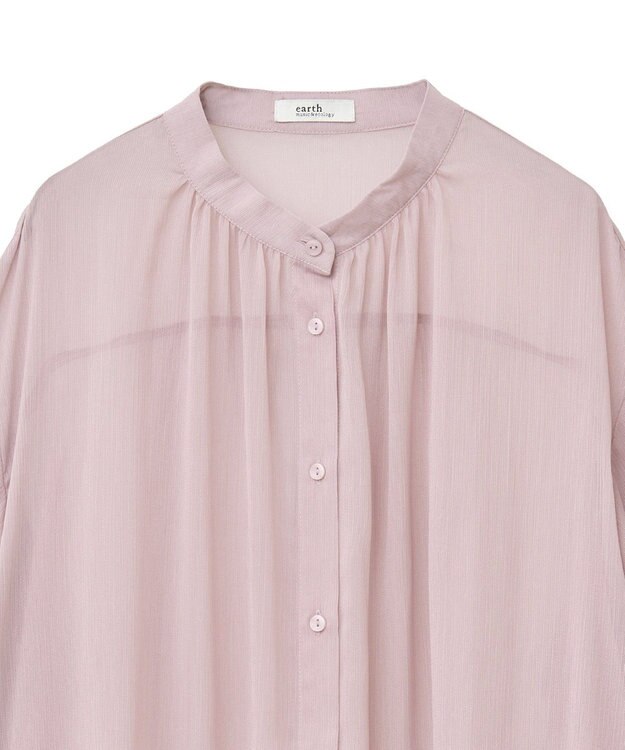 earth music&ecology バルーンスリーブシアーシャツ Pink