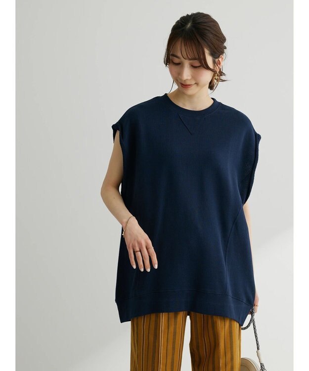 Green Parks ・Ｄｏｕｂｌｅ　Ｆｌａｇｓ　ウラケノースリーブスウェット Navy