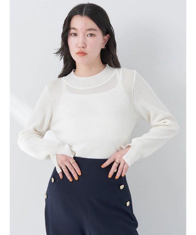 earth music&ecology シアーリブニットプルオーバー Off White