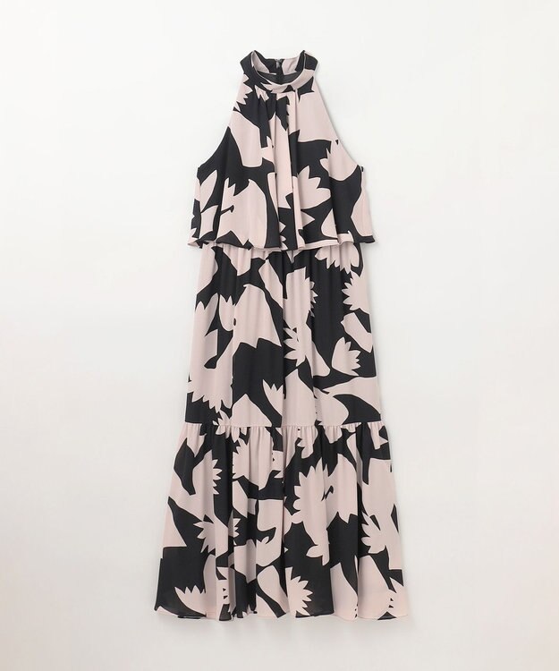 GRACE CONTINENTAL キカプリントホルタードレス ブラック