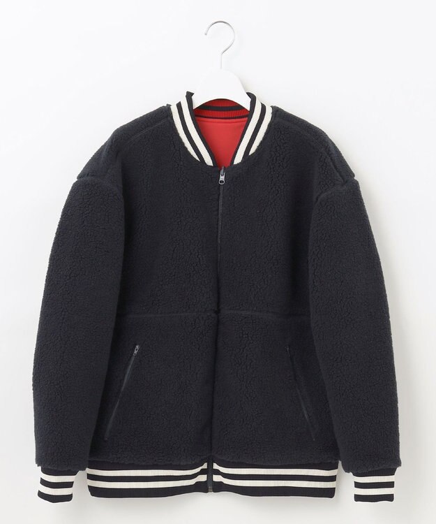 PW CIRCULUS 【WOMEN】【撥水/防風】リバーシブル ボア ジップアップ ブルゾン ネイビー×レッド