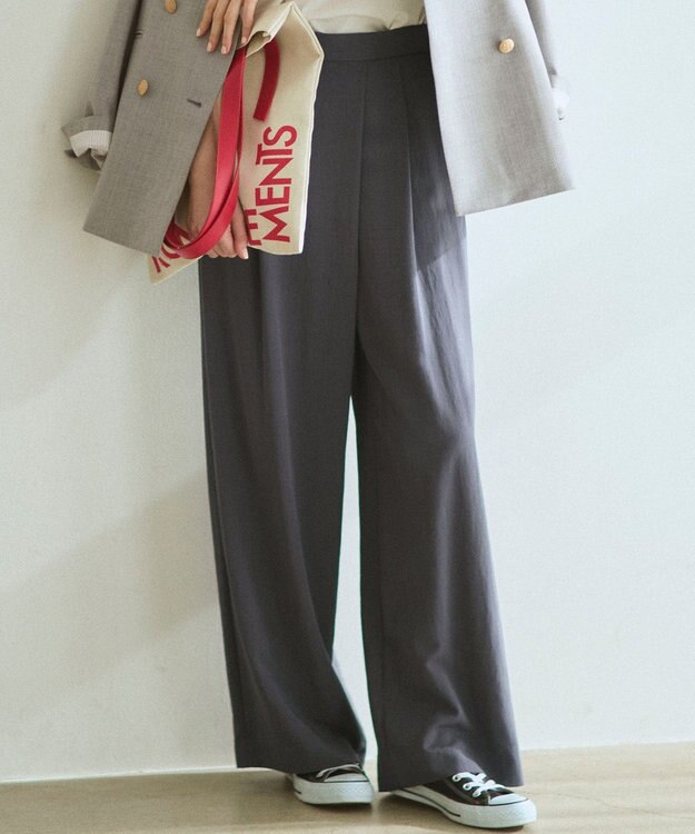23区 L 【VERY掲載】ドレープツイル アシンメトリー ワイド パンツ グレー系