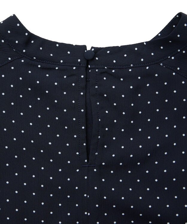 earth music&ecology マジョリカプリーツ半袖ブラウス Dot Navy