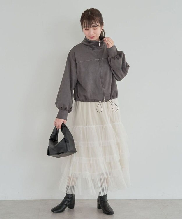 Green Parks スウェード調トラックジャケット Charcoal Gray