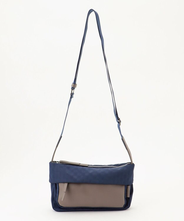 Y'SACCS はっ水ドットジャカード リサイクルレザーコンビ ショルダー ネイビー