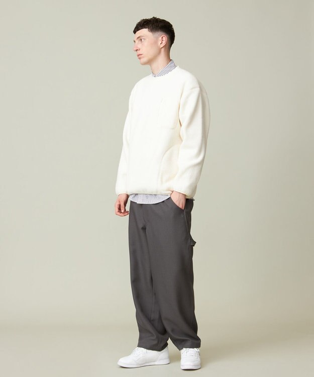 J.PRESS YORK STREET 【UNISEX】フリース クルーネックプルオーバー アイボリー系