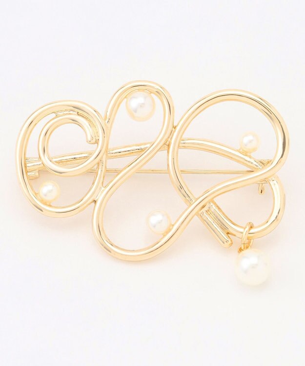 組曲 メタルラインパールポイントブローチ ゴールド系