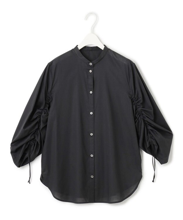 ICB 【洗える】キュームコアローン バンドカラーシャツ ブラック系