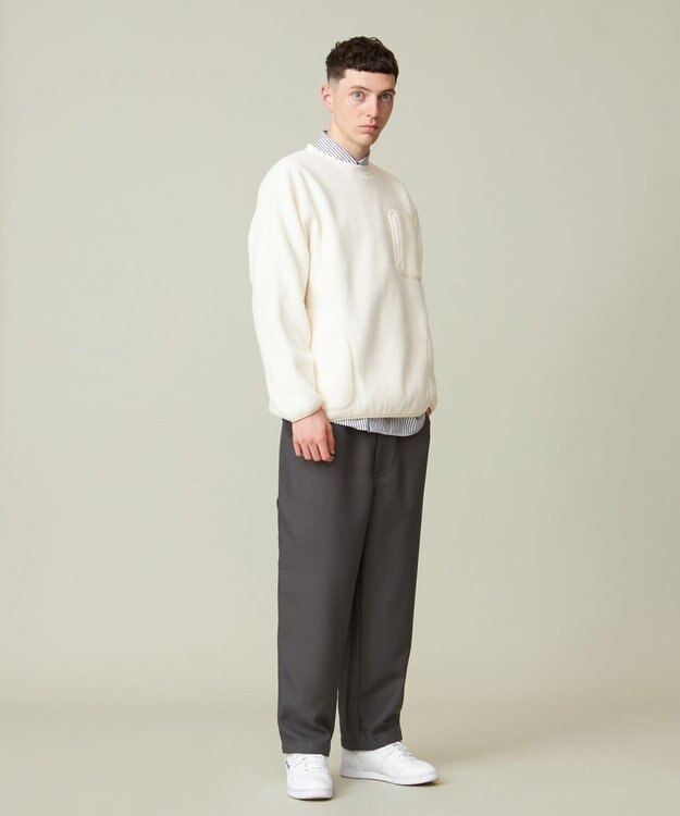 J.PRESS YORK STREET 【UNISEX】フリース クルーネックプルオーバー アイボリー系