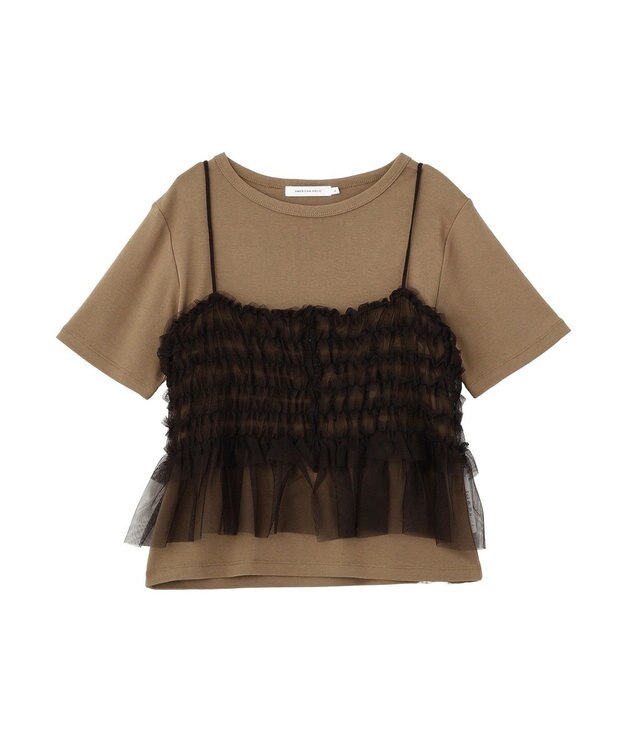 AMERICAN HOLIC 【2点セット】半袖Tシャツ＋チュールビスチェ Mocha