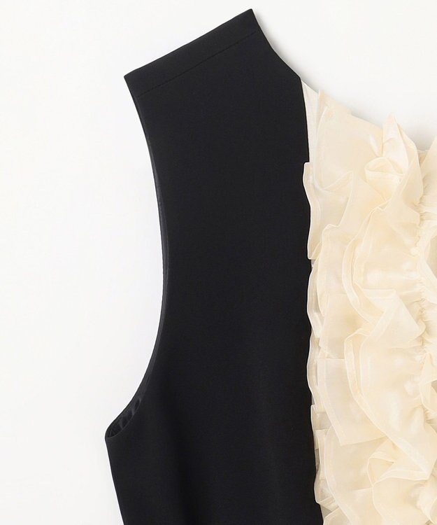 GRACE CONTINENTAL シアーラッフルロングドレス ブラック