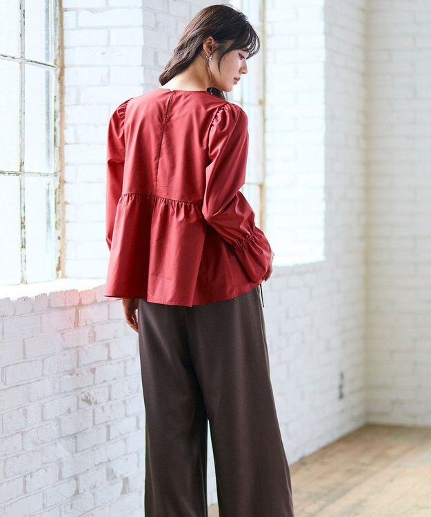 Feroux フリルギャザー ブラウス レッド系